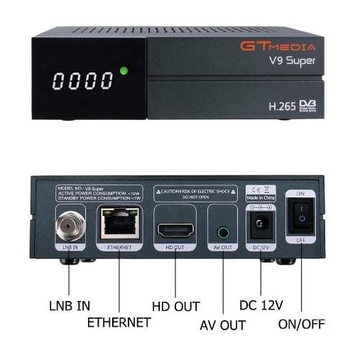 10PCS/Lot GTMEDIA V9 super Satellite TV Receiver DVB S2 Support Built-in WIFI Ethernet