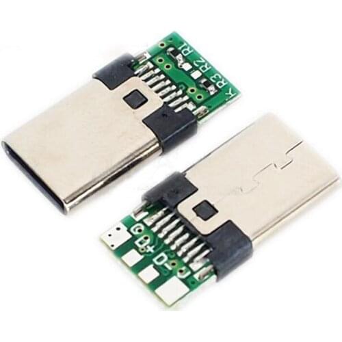 10pcs/lot USB 3.1 TYPE-C male plug splint 8P plug With PCB board Wire-bonded interface plug