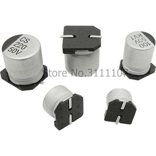 10PCS SMD 6.3V 10V 16V 25V 35V 50V Aluminum Electrolytic Capacitor 1UF 2.2UF 10UF 22UF 33UF 47UF 100UF 220UF 330UF 470UF 1000UF