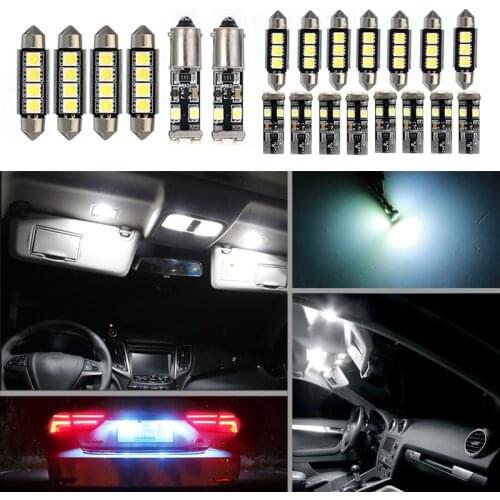 21Pcs Car LED Bulbs Canbus Dome/Map Vanity Mirror Glove box Footwell Lights License Plate light For BMW E46 Sedan M3 1999-2005