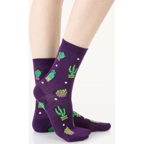 3 pair from turkey high quality cotton happy socks womens summer lot pack wholesale socs design purple cactus plant herb funny