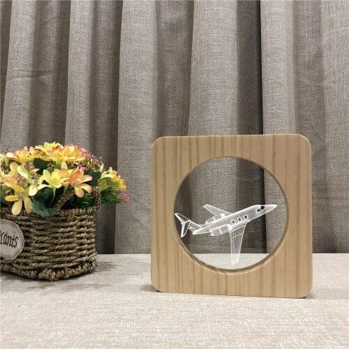Jet Plane 3D USB LED Arylic Night Decor Lamp Table Light Switch Control Carving Lamp for Childrens Room Decoration Dropshipping