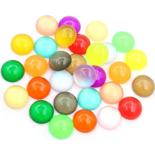 40pcs/lot 8mm 10mm 12mm Colorful Amber Opal Crystal Flat Back Resin Cabochons For Bracelet Earrings DIY Jewelry Making Findings