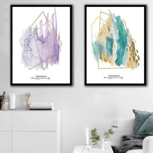 Abstract Ink Blue Purple Nordic Style Home Decor Canvas Wall Art Painting Poster and Print Modern Home Decoration B5065