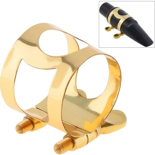 Alto Saxophone Mouthpiece Ligature Gold-plated Brass Ligature Fastener for Rubber Alto Saxophone