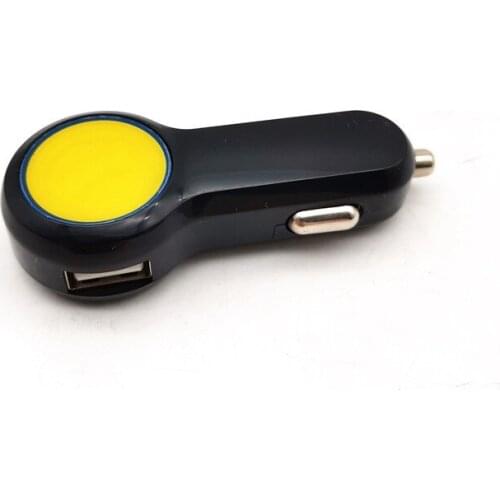 Zinc Alloy Material Black USB Car Charger Dual Ring-Pull Easy-Plug Mini + Compact