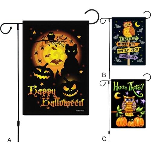 Behogar 30 x 45cm Scary Halloween Pumpkin Double Sides Garden Flag for House Outdoors Yard Garden Supplies Decorations Decor