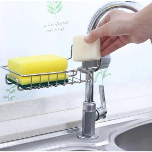 Household kitchen faucet rack，Stainless steel non-punching water tank storage rack，water draining rack