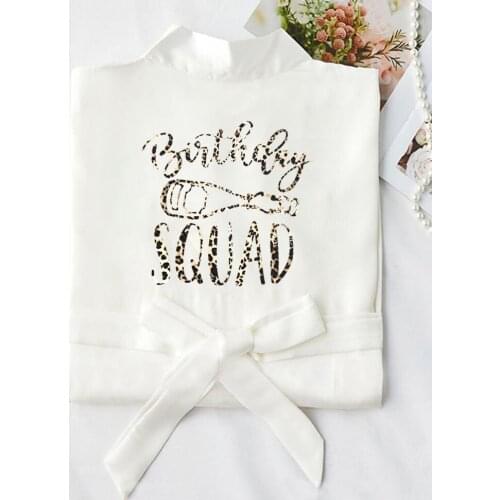 Women Pajamas Robe Birthday Party Leopard Printing QUEEN &SQUAD Robe Kimono Bathrobe Dress Gown wedding Party Satin Robe