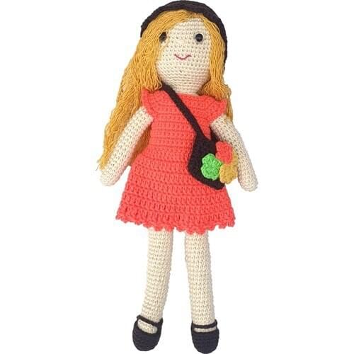 Amigurumi Special Design Organic Hand-Knitted Bag Girl Doll Toy 30 cm
