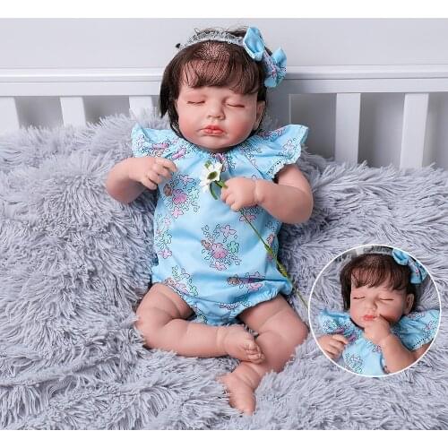 20 Inch LouLou Reborn Baby Doll Realistic Newborn Babe Black Hair Hair Transplant Girl Surprise Gift Toy Lol