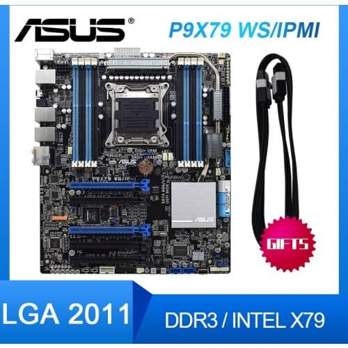 For ASUS P9X79 WS/IPMI LGA 2011 Intel X79 Motherboard DDR3 Supported Xeon E5-1600/2600 SATA3 USB 3.0 Desktop Used Motherboard