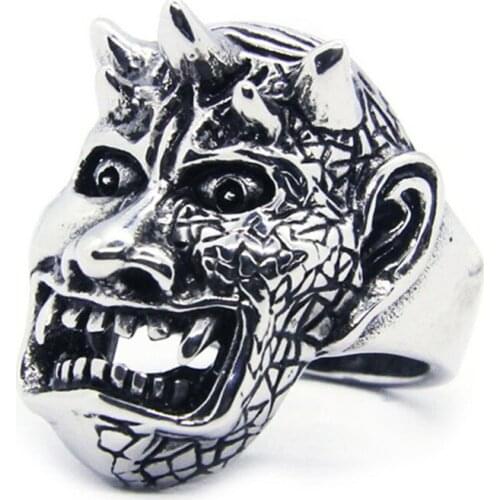 Support Dropship Newest Evil Ghost King Ring 316L Stainless Steel Jewelry Men Boys Cool Skull Ring