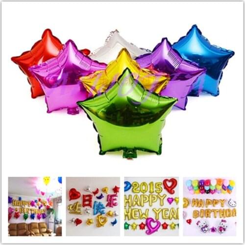 2017 New 25cm Wedding Decoration Helium Ball Star Foil Balloon Inflatable Birthday Balloon For New Year Party 50pcs 7zSH809