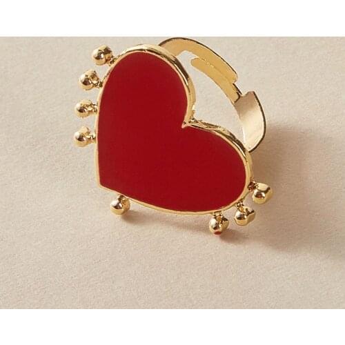 New Retro Punk Womans Ring Alloy Opening Drip Heart Ring Red Party Jewelry Accessories бижутерия для женщин