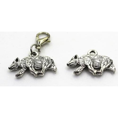 2018 New Arrive 10pcs Badger Dangle Charm Lobster Clasp Charms Diy Jewelry Accessory For Bracelets Floating Hanging Charms