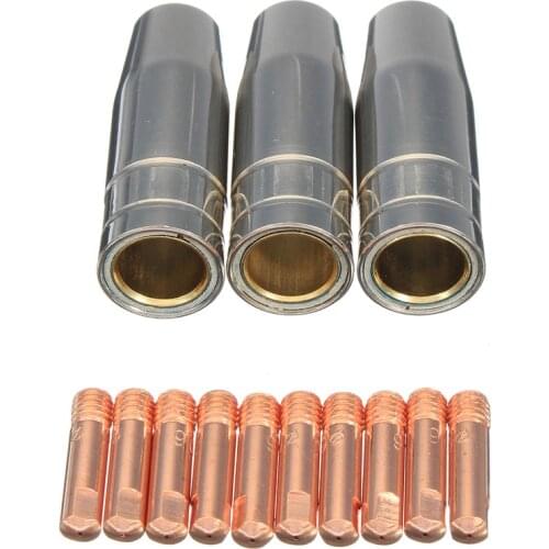 New 13Pcs CO2 Mig Welding Torch Aircooled MB 15AK Contact Tip Holder Gas Nozzle 0.8mm Welder Shield Shroud Nozzle Tip Kit