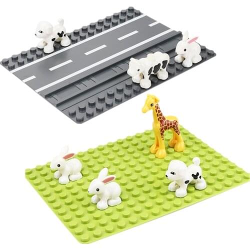 Big Particles Bricks Base Plate Toys Juguetes Zoo Building Blocks Tracks Road Animails Duplo Baseplates for DIY Games Children