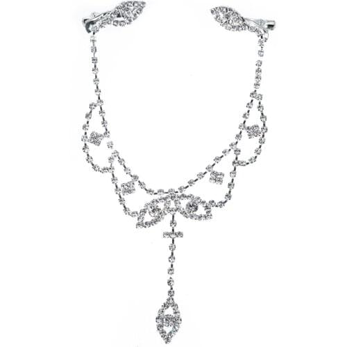 1 x Silver Plated Rhinestone End Chain Headband Bing New