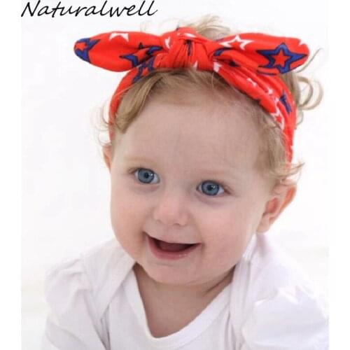 Naturalwell Girls 4th of July Headband For Independence Day Headwraps Hair Accessories Kids Patriotic Big Sequin Hair Bow HB530D