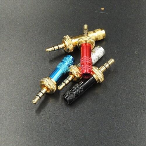 Gold Plated Stereo 3.5mm 3 Pole Screw Lock Repair Headphone Jack Plug Soldering Cable Audio Adapter Converter