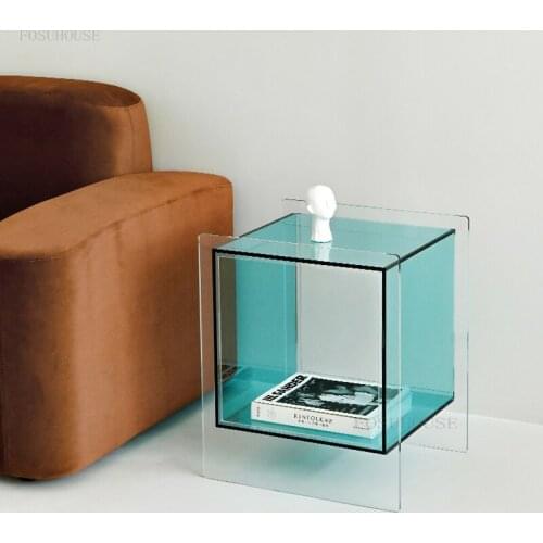 Nordic Style Transparent Acrylic Living Room Coffee Tables Small Apartment Bedside Table Modern Simple Bedroom Office Endtable