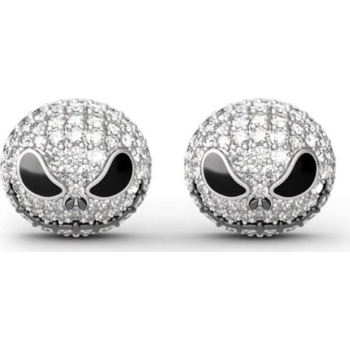 Nightmare Before Christmas Jack skull Circle Crystal Earrings Cartoon Gothic Party Jewelry Skull Stud Earrings Women girl