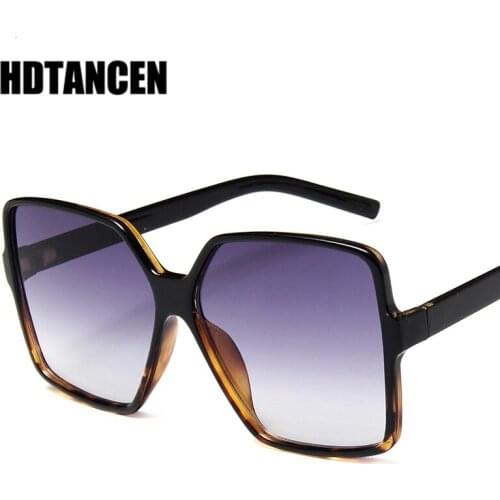 HDTANCEN New Black Oversized Sunglasses Women Men Retro Big Square Sun Glasses Brand Designer Vintage Gafas De Sol Mujer UV400