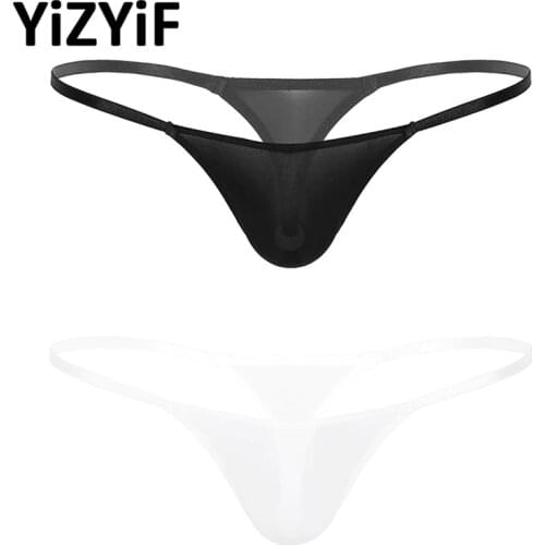 Men Bikini Underwear Panties string homme See Through Sheer Lingerie Low Rise T-back with Pearl jockstrap G-string Thong Briefs