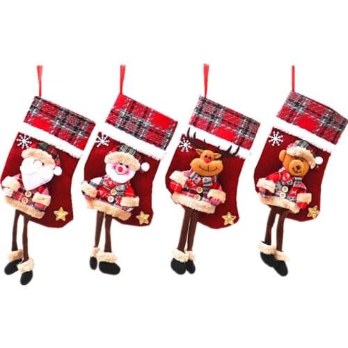 Christmas Stockings Hanging Ornaments Gift Santa Claus Sock Gift Holders Kids Candy Bag Xmas Christmas Trees Decoration
