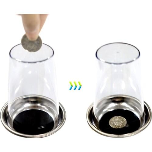 Magical Coin Penetrating Into Glass Magic Tricks Party Show Street Trick Novel Coin Penetration Dish(only coaster no Glass) Easy