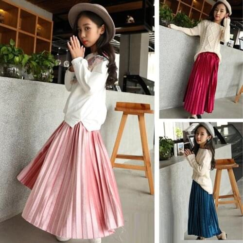 3-14 Y Fall Winter Baby Toddler Teenage Princess School Girl Tutu Skirts Children Clothes Girls Pleated Long Skirt Kids Bottoms