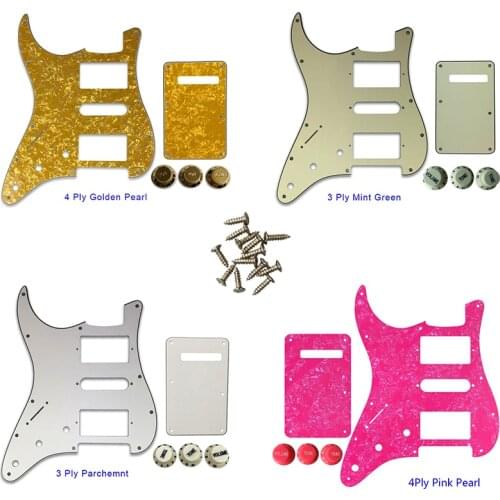 Guitar Parts - For Left Handed USA Strat 72'11 Screw Hole Standard PAF Humbcker HSH Guitar Pickguard & Back Plate & Control Knob