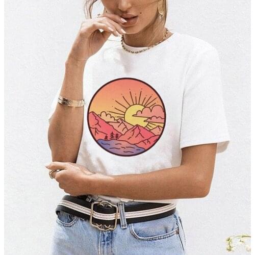 New Summer Women T Shirt Streetwear Lady T-shirt Creativity Color Printed Tshirt White Short Sleeve O-neck Tshirt Casual T shirt