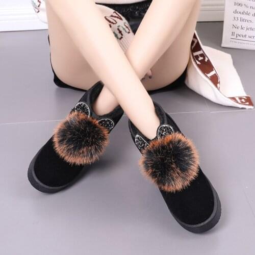 Snowshoe women of 2018 new suede wool shoes, fashion and warm wool cotton shoes womens fashion anti-skid snow boots