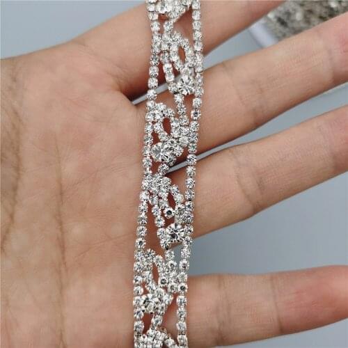 Rhinestone Crystal Chain Bling Diamante Lace Diamond Belt Trim Ribbon Necklace Applique Gem Sparkle Wedding Dress 1.2cm Width