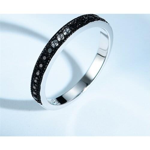 DY 925 Sterling Silver Rings for Women Black Spinel Wedding Rings Eternity Band Silver 925 Jewelry Fine Jewelry Party Gift