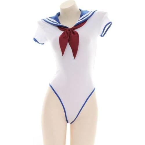 Women Sexy Sailor Costumes School Girls Cosplay Exotic Lingerie Bodysuits Short Sleeves Bodysuit Swimsuit Japanese Anime Cosplay