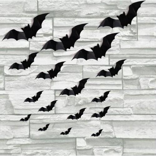 1 Set Halloween Decoration 3D Black PVC Bat Halloween Party DIY Decor Bar Room Halloween Party Scary Decos Props Wall Sticker