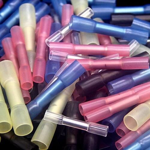 100PCS AWG26-10 Heat Shrink Butt Insulated Wire Connectors Electrical Wire Splice Cable Crimp Terminals Connectors