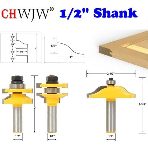 3pcs Rail & Stile With Panel Bit Router Bit Set - Ogee - 1/2" Shank Woodworking cutter Tenon Cutter for Woodworking Tools