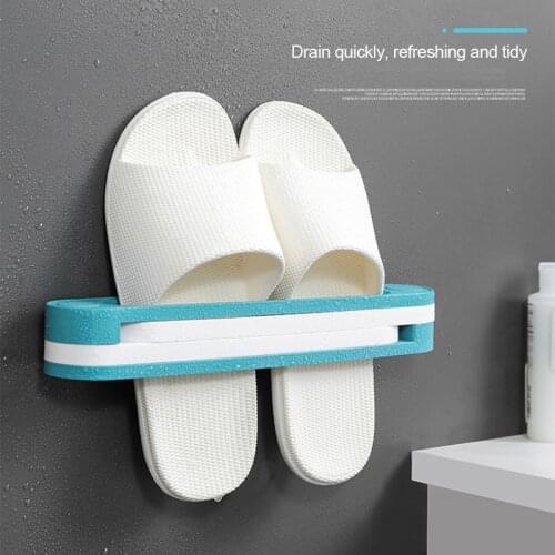 3 In 1 Wall Mounted Shoe Storage Rack Folding Slippers Hanging Shelf Sandals Slippers Shoe Holder Bathroom Home Storage Tools