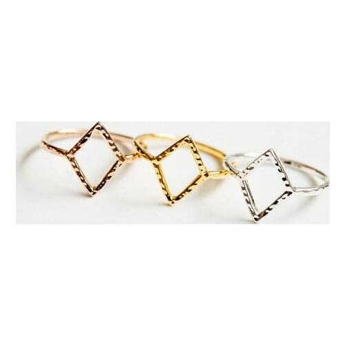 30pcs/Lot rhombus ring Geometric ring Line hammered ring knuckle ring For Women Female ring Male ring wholesale