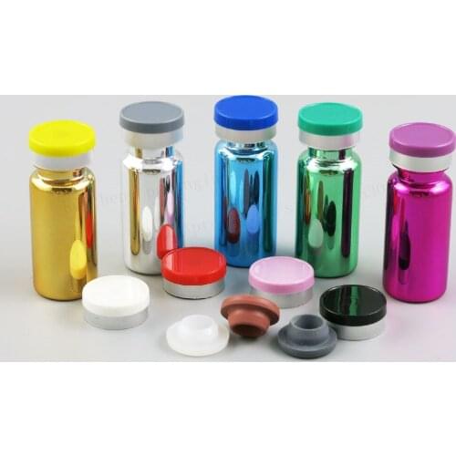 500 X 10ml UV Blue Gold Silver Green Purple Injection Glass Vial Plastic Cap 1/3oz Glass Bottle 10cc Glass Containers 100pcs