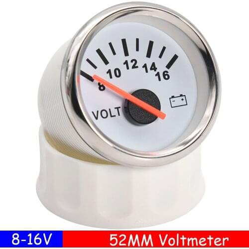 52 mm Gauge 8-16 Volts 16-32 Volts Car Voltage Marine Voltmeter Volt Gauges Meter for Yacht Boat Marine Red Backlight Round