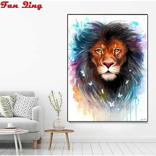 Diy diamond painting Abstract Colorful Lion Cross stitch rhinestones diamond embroidery animal Pictures For Home Decor Wall Art