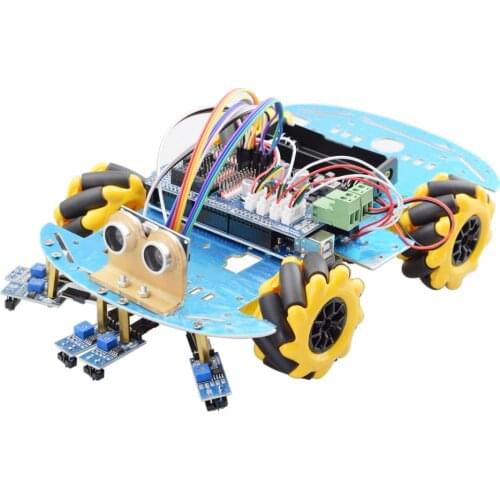 Line Tracking Obstacle Avoidance Smart Arduino Mecanum Wheel Robot Car Kit with Mega2560 Ultrasonic Sensor Tracking Module DIY
