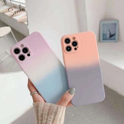 Ultra-thin Gradient Liquid Tpu Phone Case IPhone 12 11 11pro Max Silicone Shockproof Simple Camera Protective Back Cover