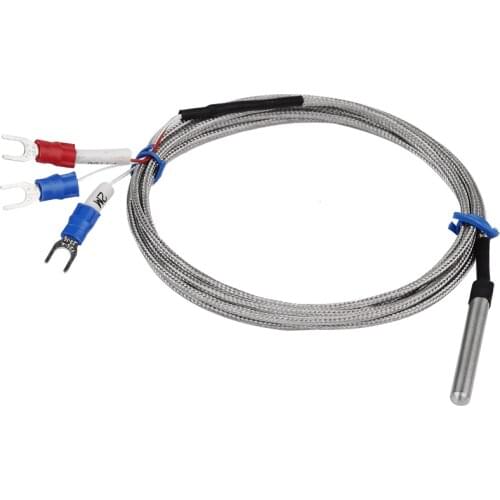 Stainless Steel Probe Tube RTD PT100 Temperature Sensor with 2m 3 Cable Wires for Temperature Controller Thermostat