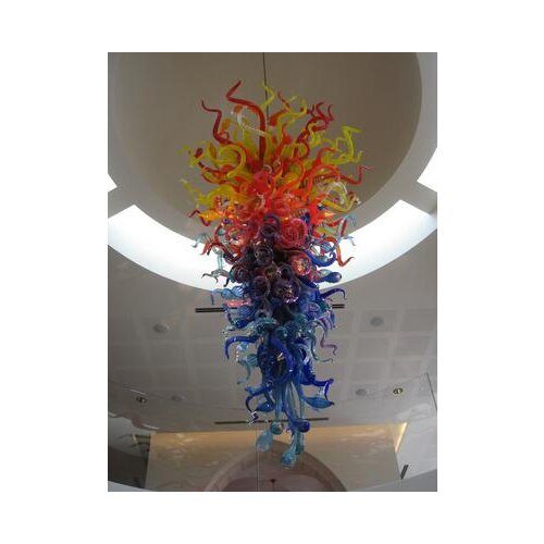 Long Big Modern Pendant Lights Flower Shape LED Bulbs Colorful Hand Blown Murano Glass AC 110/120/220/240V